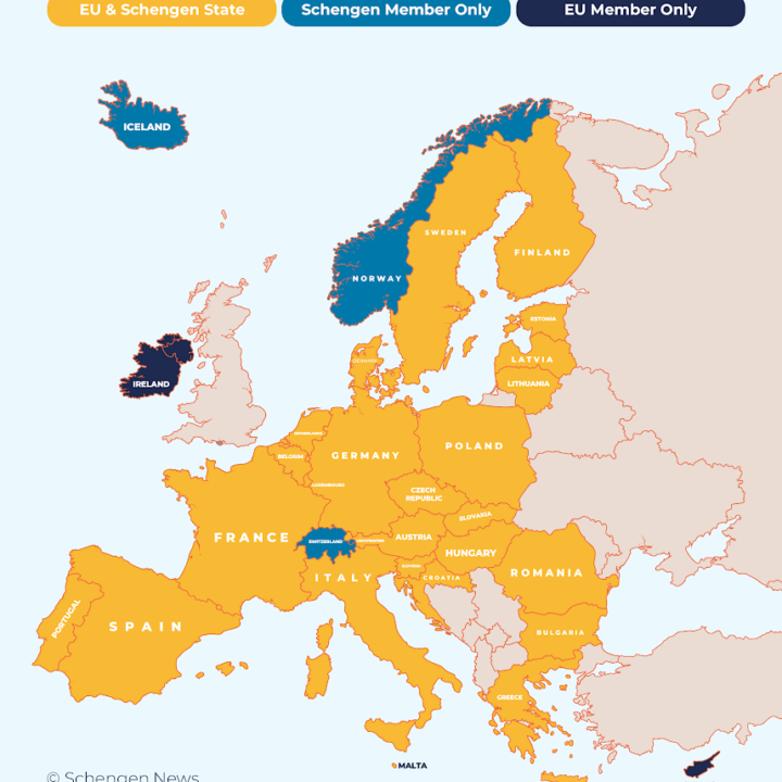 Schengen map