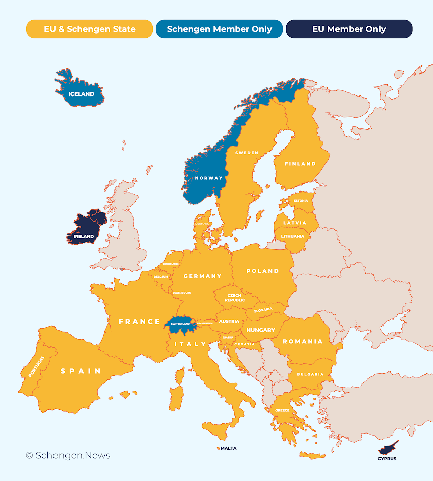 Schengen map